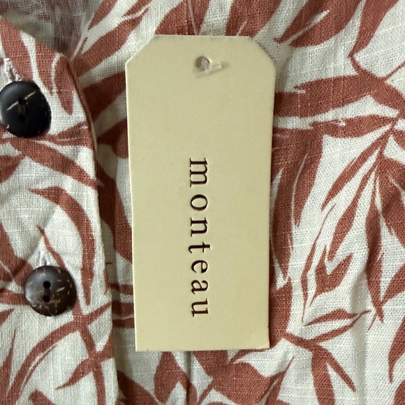 Monteau Los Angeles Belted Tank Top 30% Linen Size Medium - Picture 2 of 9